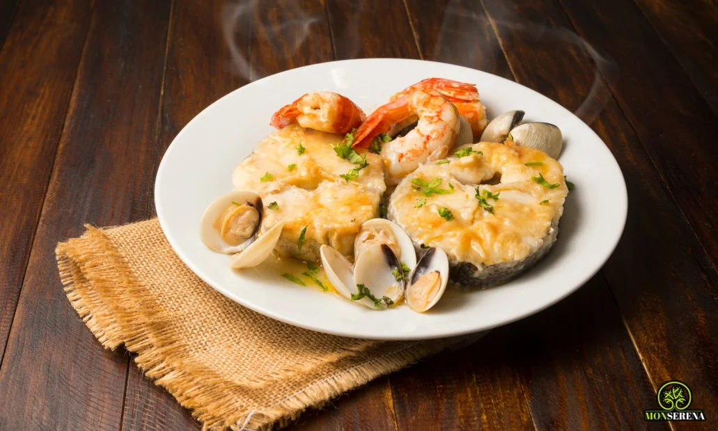 merluza con almejas y gambas