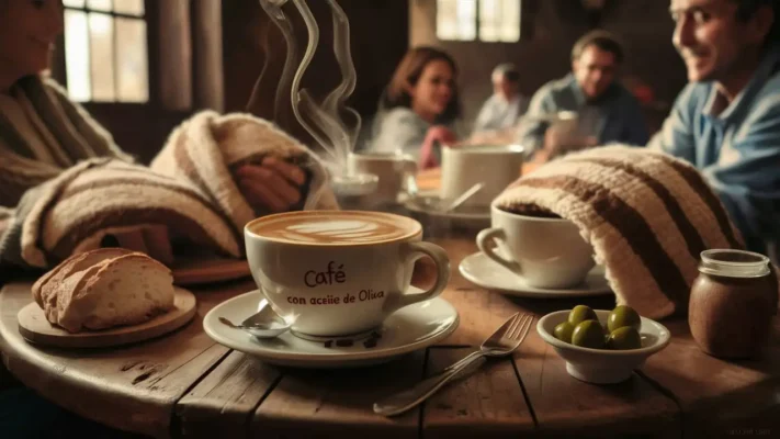 café con aceite de oliva