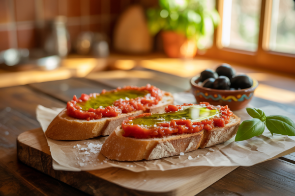 Pan con tumaca y aceite de oliva