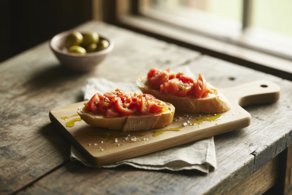 Pan con tumaca y aceite de oliva
